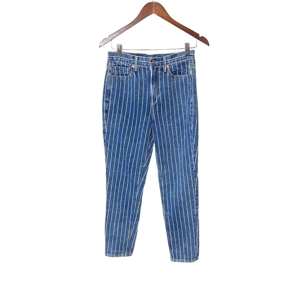 American Eagle Mom Jeans Womens 2 Reg Blue White Stripe - Picture 3 of 11